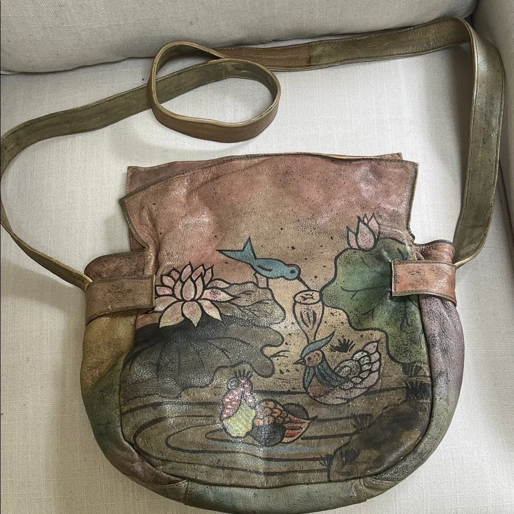 Vintage 1970’s Painted Leather Handbag - Picture 1 of 6